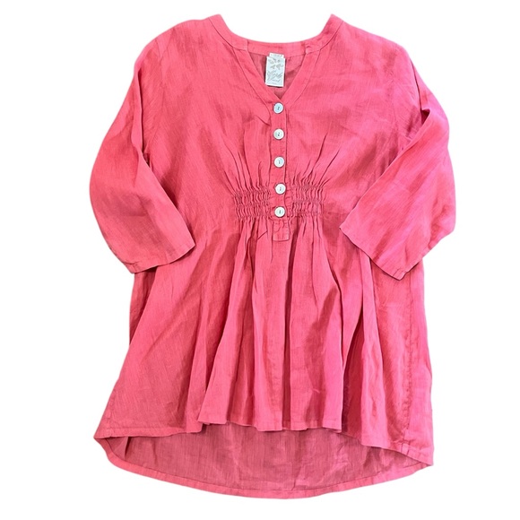 Match Point USA 100% Linen Lagenlook Tunic Blouse - Size Large - Picture 2 of 10